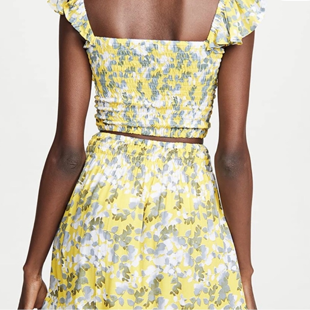 Tiare Hawaii Asymmetrical Skirt set in Yellow and Gray Floral - Picture 3 of 13